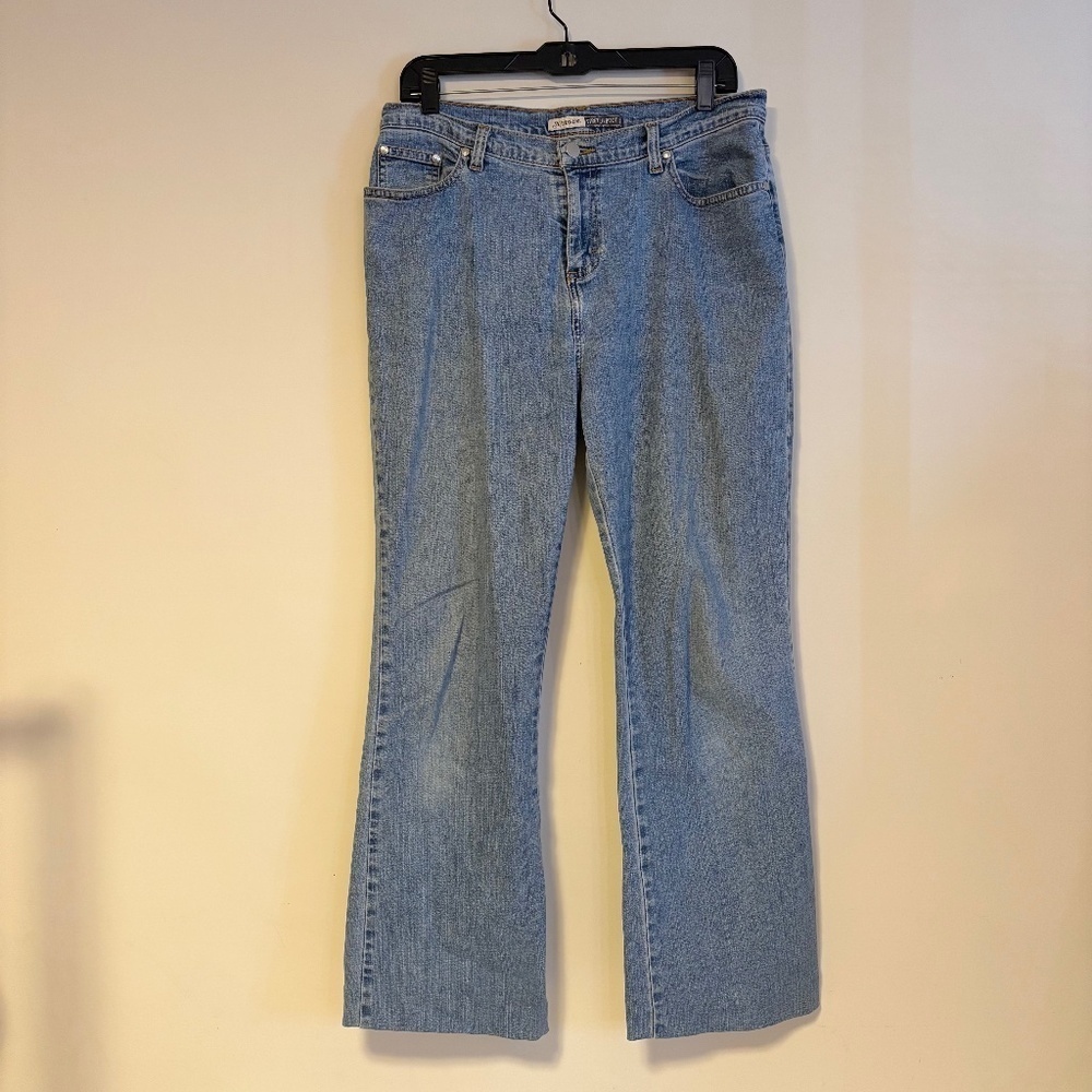 St. John’s Bay Mid Rise Ankle Crop Stretch Boot Flare Denim Jeans Blue Womens 12